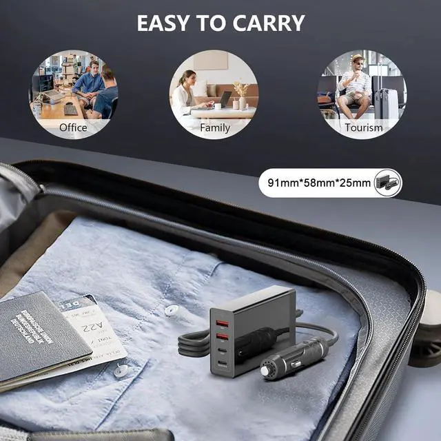 Alt view image 7 of 7 - 28V 5A PD3.1 140W USB C GaN Charger for Yacht Block Fast Car Charging Station 4-Port Power Adapter for Steeck MSI Titan 18 HX Ai Gaming Laptop, Chromebook, i-Pad Pro M3 M4 MacBook Pro 16" 14"