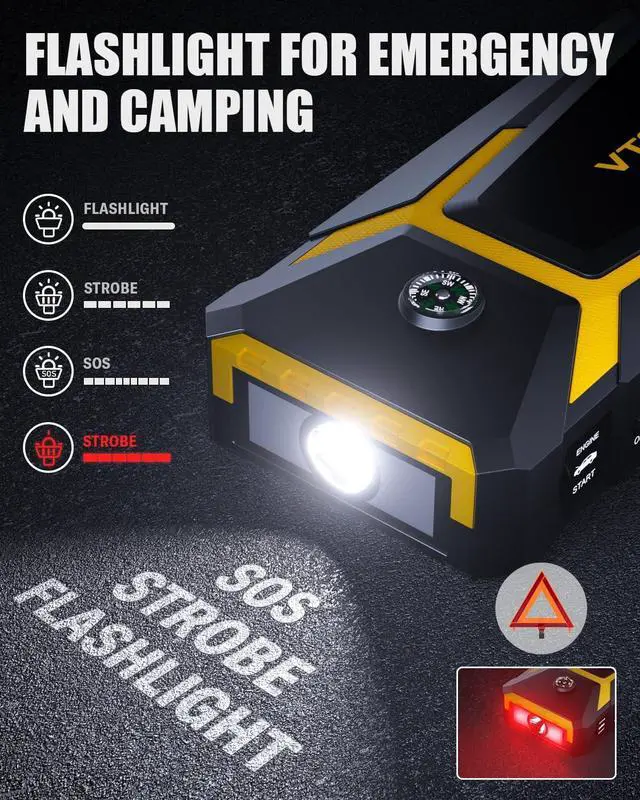 Alt view image 5 of 6 - V8 Pro 3000A Jump Starter, Car Battery Charger Jump Starters for Up 8.5L Gas and 6.5L Diesel Engines, 12V Auto Lithium Battery Booster Pack, Portable Jump Box with Jumper Cable LCD Display