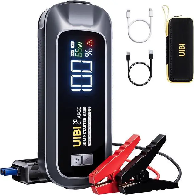 Main image of S600 Jump Starter, 5000A Car Battery Jumper Starter Portable 12V Lithium Battery Jump Box(All Gas/10.0L Diesel) Jumper Cables with Battery Pack, Power Bank with 65W Fast Charging, LCD, LED Light