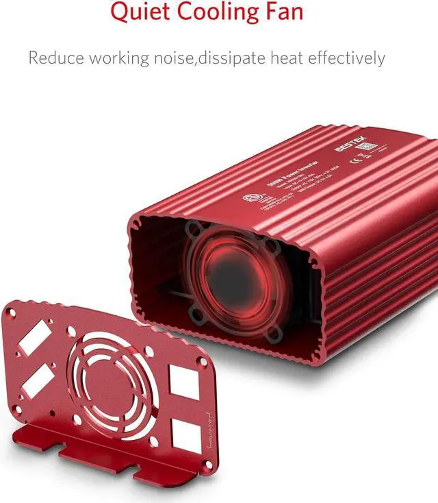 Alt view image 4 of 7 - 500W Power Inverter DC 12V to 110V AC Converter with Alligator Battery Clamp 4.8A Dual USB Car Charger ETL Listed