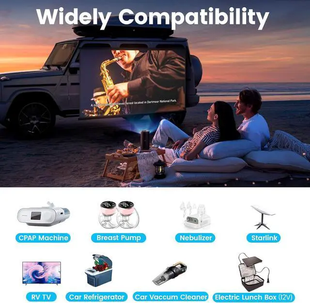 Alt view image 7 of 7 - 400W Pure Sine Wave Power Inverter - DC 12V to 110V AC Converter, Fast Car Charger Adapter with 30W USB-C/18W Quick Charge/Dual 110V AC Outlet, Car Plug Adapter Outlet for Laptop