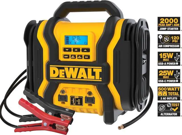 Alt view image 2 of 5 - DXAEPS14-Type2 2000 Peak Battery Amp 12V Automotive Battery Booster Jump Starter/Power Station with 500 Watt AC Power Inverter, 120 PSI Digital Compressor, and 15W USBa Ports, 25W USBc Port