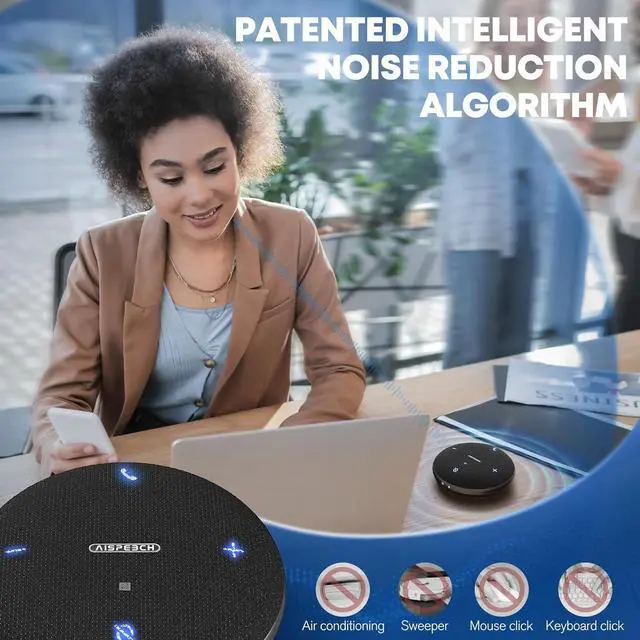 Alt view image 3 of 7 - M4 Bluetooth Speakerphone Conference Microphone with AI Noise Reduction Full-Duplex AI Transcription USB Speakerphone 360° Voice Pickup Conference Speaker Home Office for Teams/Zoom, Black