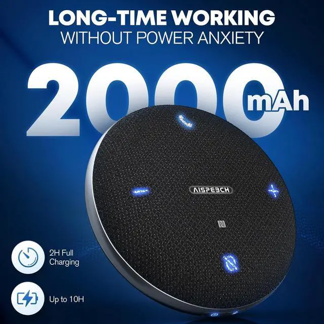 Alt view image 7 of 7 - M4 Bluetooth Speakerphone Conference Microphone with AI Noise Reduction Full-Duplex AI Transcription USB Speakerphone 360° Voice Pickup Conference Speaker Home Office for Teams/Zoom, Black