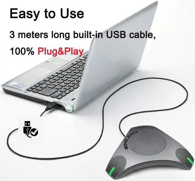Alt view image 5 of 7 - Octopus Conference Microphone and Speaker, 360° Omnidirectional USB Speakerphone, Microphone ligent DSP Noise Reduction for Meeting Room up to 10 People