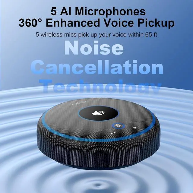 Alt view image 5 of 6 - Conference Speaker and Microphone with 5 Wireless Mics, USB Speakerphone with AI Noise Reduction&360° Voice Pickup, Conference Microphone Compatible with Leading Platforms (5 Wireless Mics)