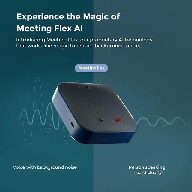 Alt view image 7 of 7 - Conference Speaker and Microphone Bluetooth Speakerphone with 4 Mics,USB C,360°Voice Pickup & Dual Noise Cancelling Conference Room Microphone for Work/Teams/Zoom/Home Office