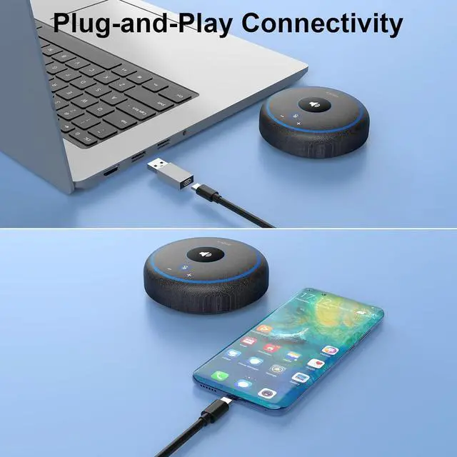 Alt view image 4 of 6 - Conference Speaker and Microphone with 5 Wireless Mics, USB Speakerphone with AI Noise Reduction&360° Voice Pickup, Conference Microphone Compatible with Leading Platforms (5 Wireless Mics)
