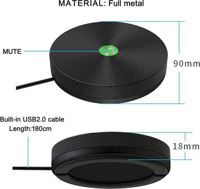 Alt view image 6 of 7 - PowerMic Conference USB Microphone, 360° Omnidirectional Metal Microphone with AI Echo and Noise Cancellation for Meeting Room & Home Office