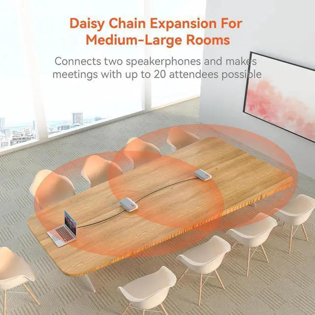 Alt view image 6 of 7 - A15 Bluetooth Conference Speaker and Microphone, 360° Voice Pick up & Noise Canceling Computer Speakerphone with 4 MEMS Mics, Daisy Chain, w/Dongle, USB Plug & Play