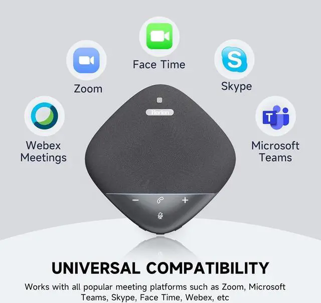 Alt view image 6 of 7 - HM-5P Conference Speaker with Microphone, Wireless Bluetooth Speaker w/8 Mics, 20ft Voice Pickup, 8H Call Time, AI Noise Cancelling, Conference Call Speaker for Office, Works with Zoom/Teams