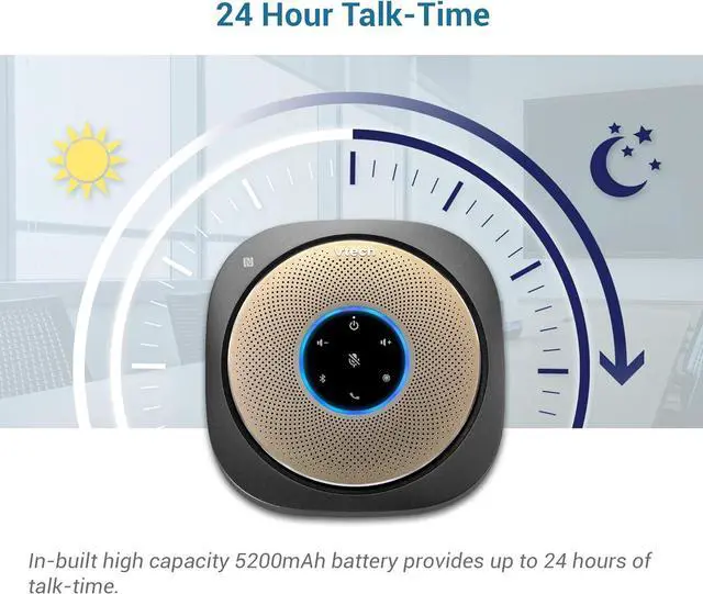 Alt view image 7 of 7 - VCS601-2 Bluetooth Conference Speakerphone - 360° Premium Voice Pickup with 6 Microphones, Smart NFC Connect, 24H Call Time with HD Audio, Reverse Charging USB C, Voice Assistant, Home Office