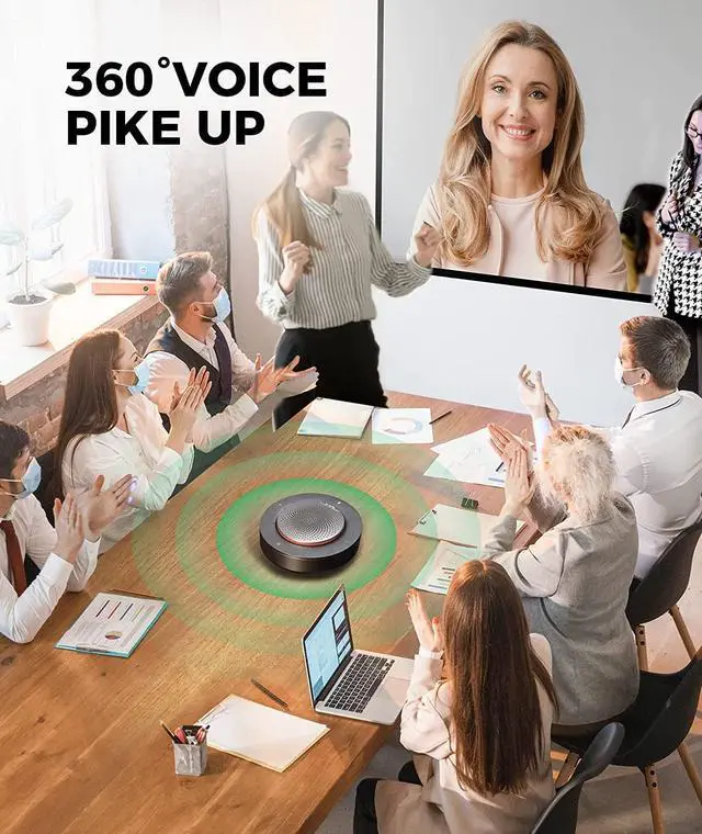 Alt view image 6 of 7 - Halo 30 USB Conference Speakerphone, 4 Noise-canceling Mics, Enhanced 360° Voice Pickup, AGC Voice Balance, Full-Duplex, Idea for Home Office