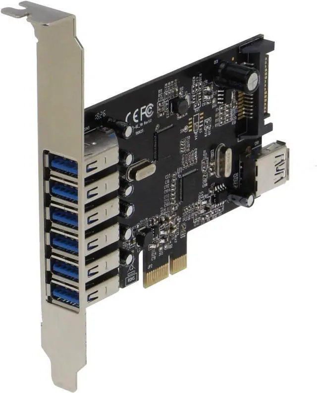 Alt view image 3 of 4 - PCIE 7 Port USB 3.1 Gen I (5Gbps) Adapter Card (6 External and 1 Internal Ports) with Low Profile Bracket