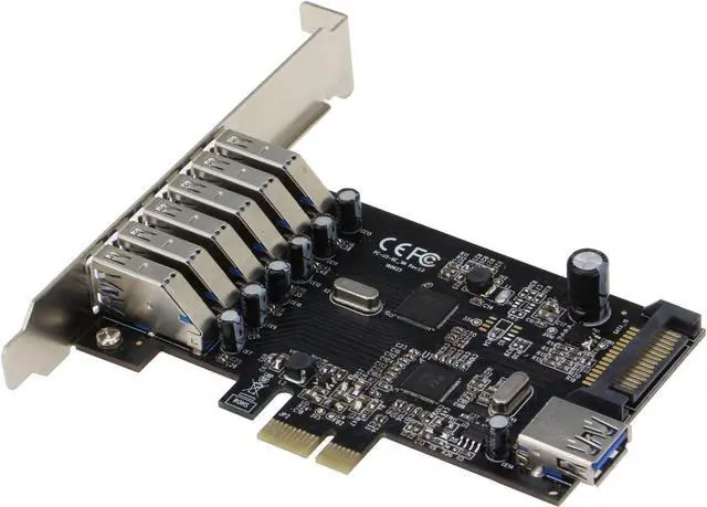 Alt view image 2 of 4 - PCIE 7 Port USB 3.1 Gen I (5Gbps) Adapter Card (6 External and 1 Internal Ports) with Low Profile Bracket