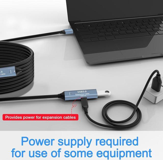 Alt view image 6 of 7 - USB 3.0 Extension Cable 100FT Type A Male to Female Active Extender Cord with 4 Extension Chipsets Signal Booster and 1 USB-C Charging Port, for Webcam, PlayStation, Printer, Camera