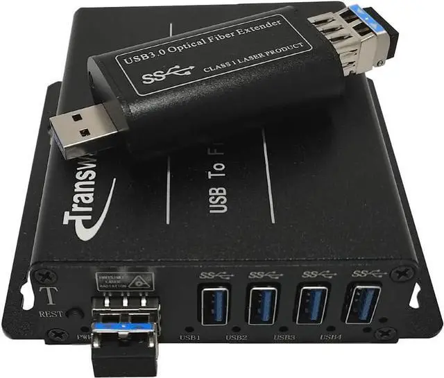 Main image of USB 3.0 Hub Fiber Optic Extender to Max 250 Meters with 10 Gbps SFP Module, USB 3.0 Splitter 1 to 4 Ports Over 2 Fibers, Supports 5 Gbps Super-Speed, Supports Kinect Devices & HD Camera etc
