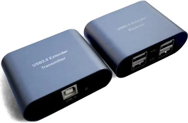 Main image of Industrial USB Extender 4-Port Hub; Extends 250 ft (76m) for Low-Speed OR 165ft (50m) for high-Speed Devices Over CAT 5e/6 Cables; Supports up to 480Mbps; Plug-and-Play; No Drivers Needed