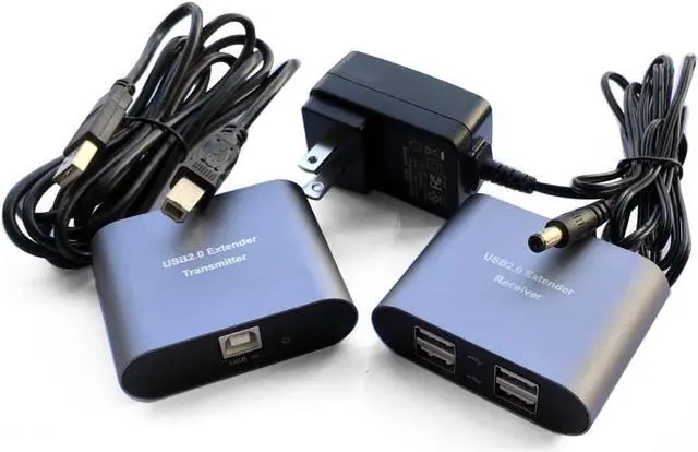 Alt view image 3 of 4 - Industrial USB Extender 4-Port Hub; Extends 250 ft (76m) for Low-Speed OR 165ft (50m) for high-Speed Devices Over CAT 5e/6 Cables; Supports up to 480Mbps; Plug-and-Play; No Drivers Needed