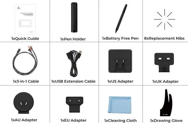 Alt view image 7 of 7 - Artist12 11.6 Inch FHD Drawing Monitor Pen Display Graphic Monitor with PN06 Battery-Free Multi-Function Pen Holder and Glove 8192 Pressure Sensitivity