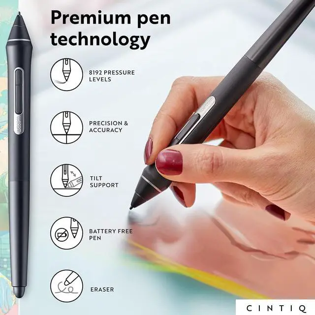 Alt view image 4 of 7 - Cintiq 16 Drawing Tablet with Screen, 15.4" Full HD LCD Display Graphic Arts Tablet Includes Pro Pen 2 w/ Tilt Response, Graphic Design Animation Tablet for Mac, PC