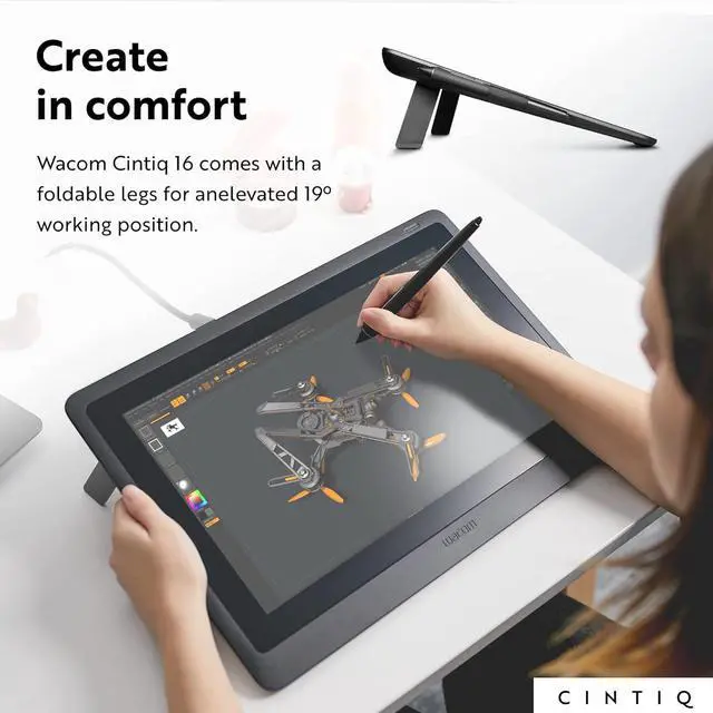 Alt view image 6 of 7 - Cintiq 16 Drawing Tablet with Screen, 15.4" Full HD LCD Display Graphic Arts Tablet Includes Pro Pen 2 w/ Tilt Response, Graphic Design Animation Tablet for Mac, PC