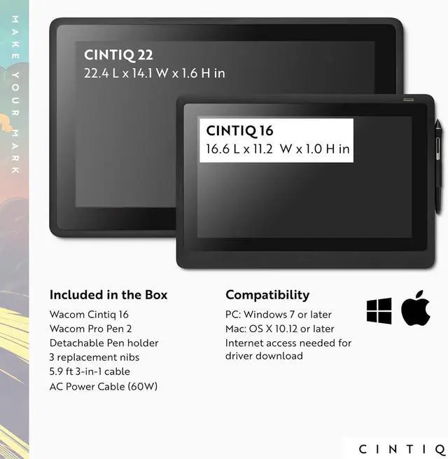 Alt view image 7 of 7 - Cintiq 16 Drawing Tablet with Screen, 15.4" Full HD LCD Display Graphic Arts Tablet Includes Pro Pen 2 w/ Tilt Response, Graphic Design Animation Tablet for Mac, PC