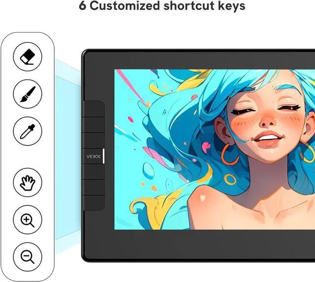 Alt view image 3 of 7 - Drawing Tablet with Screen VEIKK VK1200 11.6 inch Full-Laminated Drawing Monitor with 6 Shortcut Keys and 8192 Levels Battery Free Stylus Pen, for PC/Mac/Linux/Windows(120% sRGB)