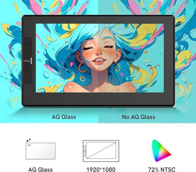 Alt view image 4 of 7 - Drawing Tablet with Screen VEIKK VK1200 11.6 inch Full-Laminated Drawing Monitor with 6 Shortcut Keys and 8192 Levels Battery Free Stylus Pen, for PC/Mac/Linux/Windows(120% sRGB)