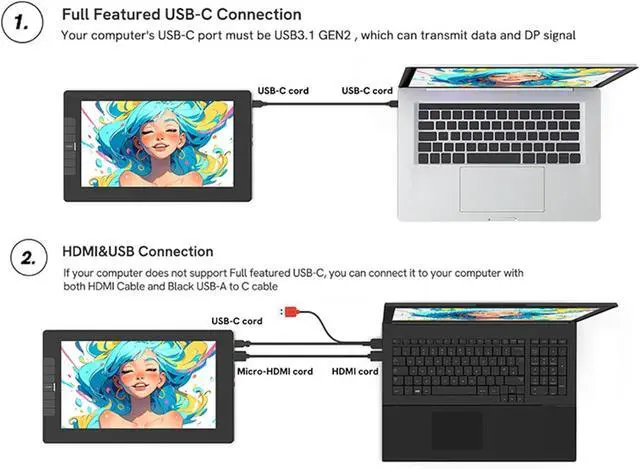 Alt view image 6 of 7 - Drawing Tablet with Screen VEIKK VK1200 11.6 inch Full-Laminated Drawing Monitor with 6 Shortcut Keys and 8192 Levels Battery Free Stylus Pen, for PC/Mac/Linux/Windows(120% sRGB)