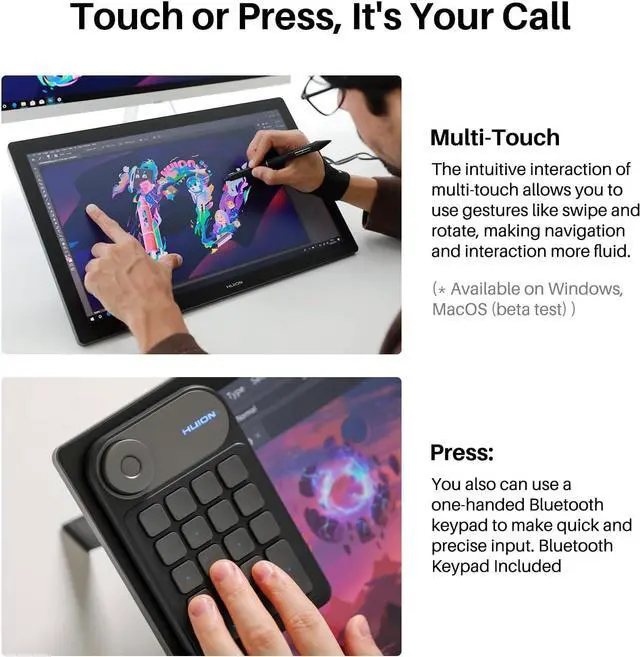 Alt view image 2 of 7 - KAMVAS Pro 19 4K UHD Drawing Tablet with Touch Screen, 96% Adobe RGB Drawing Monitor with 1.07 Billion Colors, PenTech 4.0 Stylus PW600, 16384 Pen Pressure, Slim Pen, Keydial Mini, 18.4inch