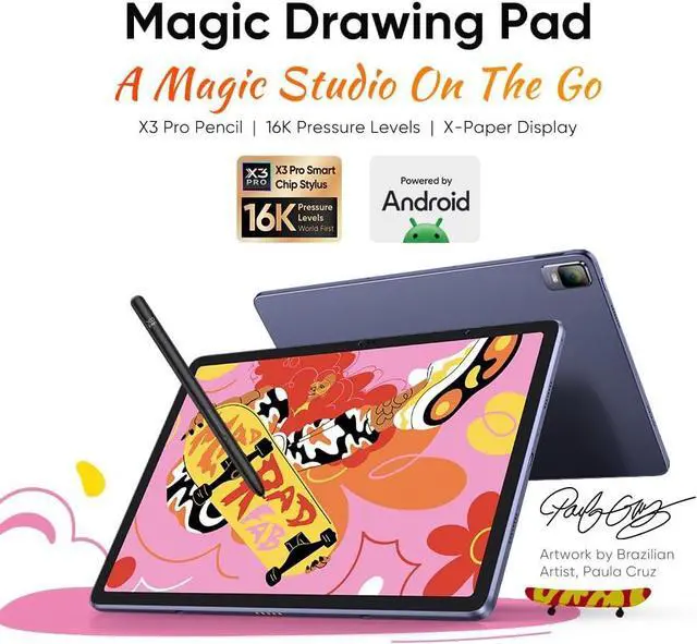 Alt view image 3 of 7 - Magic Drawing Pad 12.2 Inch Standalone Drawing Tablet No Computer Needed with 16384 Pressure Levels X3 Pro Battery-Free Pencil Paper-Like Screen 8GB + 256GB Portable for Digital Drawing Artists