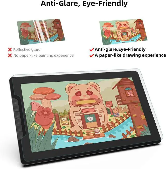 Alt view image 4 of 7 - Tablet with Screen Full-Laminated Anti-Glare Graphics Drawing Monitor Artist 13.3 inch Graphics Tablet 6 Hot Keys with Stylus Tilt 8192 Pen Pressure and 122% sRGB Digital Drawing Tablet