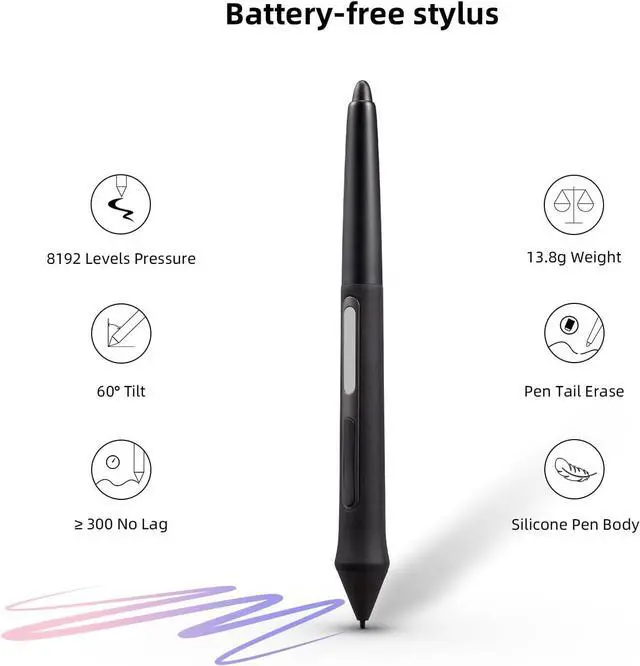 Alt view image 5 of 7 - Tablet with Screen Full-Laminated Anti-Glare Graphics Drawing Monitor Artist 13.3 inch Graphics Tablet 6 Hot Keys with Stylus Tilt 8192 Pen Pressure and 122% sRGB Digital Drawing Tablet