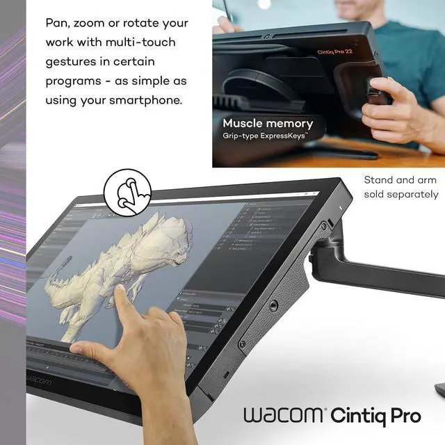 Alt view image 5 of 6 - Cintiq Pro 22 Drawing Tablet with Screen, 21.5" Ultra HD 4K Touchscreen Display Graphic Arts Tablet with Pro Pen 3, Professional Creative Tablet w/ Display for Windows PC, Mac, Linux
