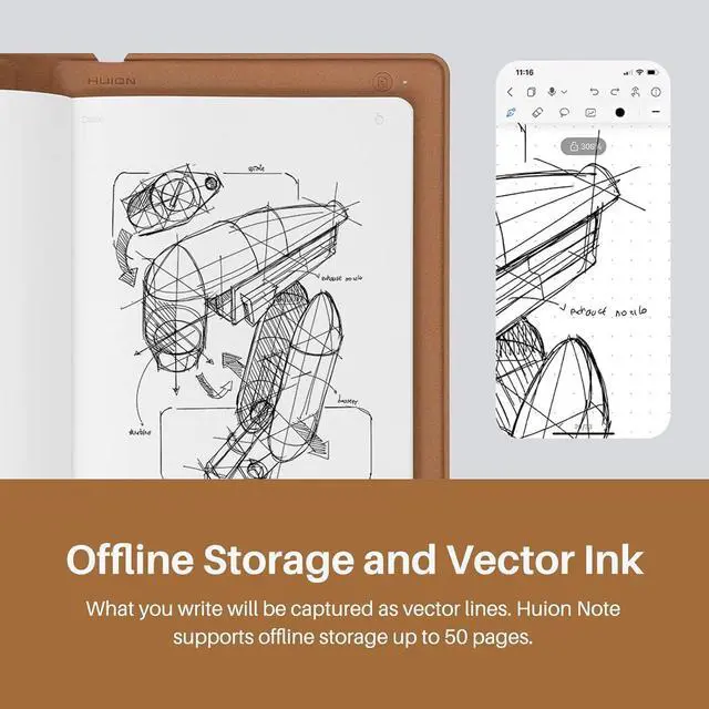 Alt view image 5 of 7 - Note 2-in-1 Digital Notebook Drawing Tablet With Battery-free Pen, Bluetooth Wireless Paper Tablet Electronic Writing Pad for Note-taking, Digital Art & Meeting, Refillable A5 Notepad, 9.5x7inch