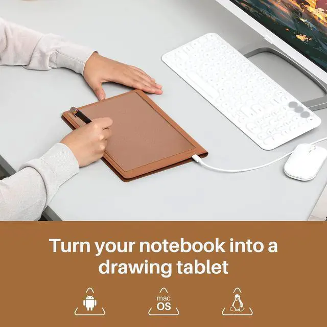 Alt view image 6 of 7 - Note 2-in-1 Digital Notebook Drawing Tablet With Battery-free Pen, Bluetooth Wireless Paper Tablet Electronic Writing Pad for Note-taking, Digital Art & Meeting, Refillable A5 Notepad, 9.5x7inch