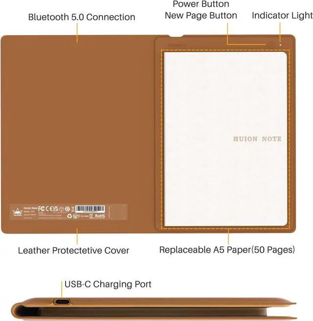 Alt view image 7 of 7 - Note 2-in-1 Digital Notebook Drawing Tablet With Battery-free Pen, Bluetooth Wireless Paper Tablet Electronic Writing Pad for Note-taking, Digital Art & Meeting, Refillable A5 Notepad, 9.5x7inch