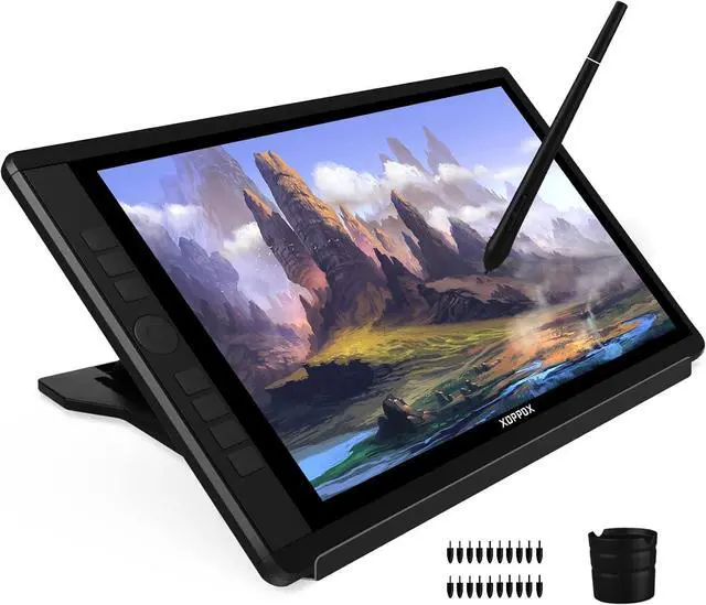 Alt view image 4 of 7 - Drawing Tablet with Screen, 15.6'' XOPPOX Graphics Drawing Monitor Pen Display with 1080P Full Laminated Screen,Tilt 8192 Levels Battery-Free Stylus,Adjustable Stand,Compatible for Window/Mac