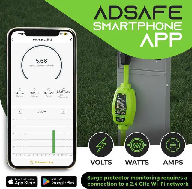 Alt view image 5 of 7 - RV Surge Protector 50 Amp (Wi-Fi with in-APP) Real Time Monitor - Plug, Inlets, Receptacles - Protects Against Voltage Surges, Reverse Polarity, and Open Ground - Monitor Voltage, Amps, Watts