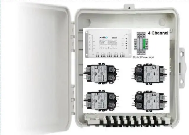 Alt view image 2 of 2 - Outdoor Smart Wi-Fi Outlet Box, 4-Channel Heavy Duty 50A Resistive 120VAC 40A 10HP Pool Heater, Wireless Pump Control, Timer Switch