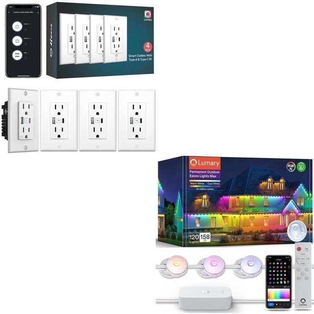 Main image of Smart Outlet with Type C & USB Charger Ports & Permanent Outdoor Lights Pro