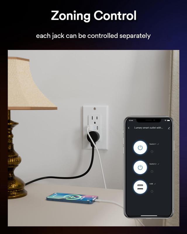 Alt view image 5 of 7 - Smart Outlet with Type C & USB Charger Ports & Permanent Outdoor Lights Pro