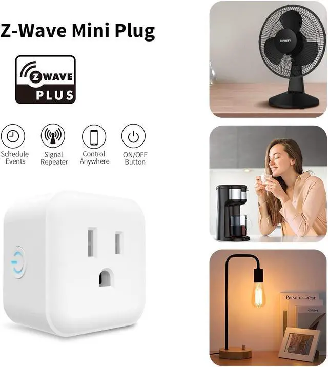 Alt view image 3 of 7 - Z-Wave Outlet Mini Plug-in Socket, Z-Wave Hub Required, 800 Series Zwave Plug Built-in Repeater/Range Extender, Work with SmartThings, Wink, Alexa, Google Assistant, FCC Listed (MP21Z)