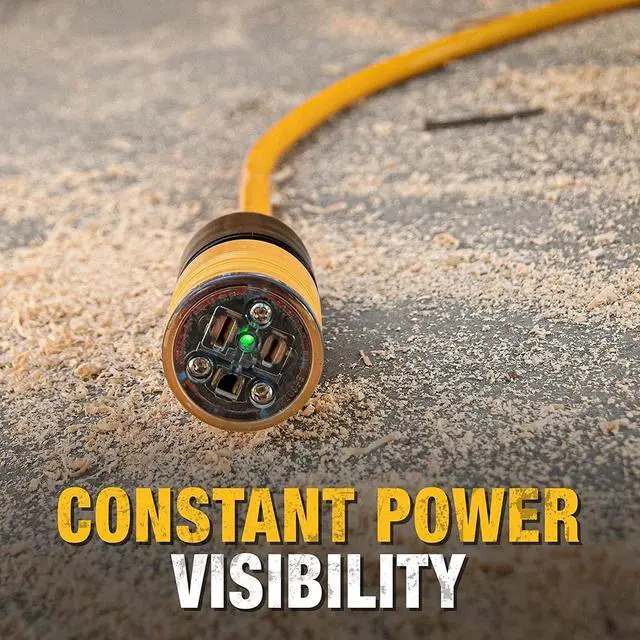 Alt view image 4 of 4 - 25 Foot Extension Cord Lighted Click-to-Lock 10/3 SJTW - Heavy Duty Outdoor, Waterproof, Weatherproof, Heat & Corrosion Resistant Industrial Strength Light Up Three Prong Outlet Plug Power Cord