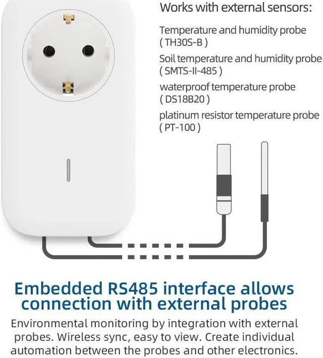 Alt view image 6 of 7 - Smart Plug Wifi Remote Control Outlet Alexa & IFTTT, Energy monitoring and Timer function, No HUB required, Delayed Switch Supports external temperature probe (SP1 WiFi & SIM)