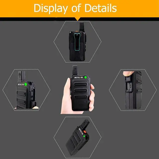 Alt view image 4 of 7 - RT19 Two Way Radio Long Range Rechargeable,Walkie Talkies with Earpiece and Mic,VOX Handsfree,Portable FRS Two-Way Radios for Family Outdoor Agriculture(4 Pack)