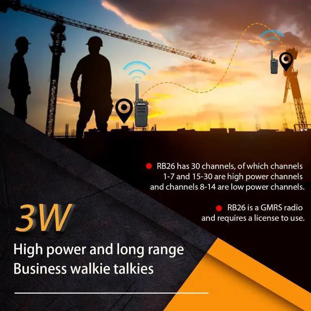 Alt view image 2 of 7 - RB26 Walkie Talkies with Earpiece and Mic Set, GMRS Radio, Two Way Radio Long Range, 2000mAh Battery, Six Way Multi-Unit Charger, Repeater Capable, 2 Way Radio for School Manufacture (6 Pack)