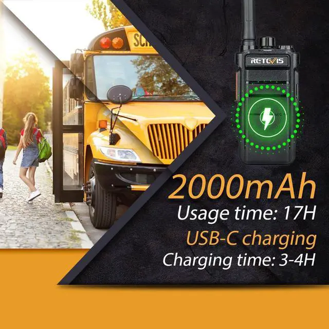 Alt view image 3 of 7 - RB26 Walkie Talkies with Earpiece and Mic Set, GMRS Radio, Two Way Radio Long Range, 2000mAh Battery, Six Way Multi-Unit Charger, Repeater Capable, 2 Way Radio for School Manufacture (6 Pack)
