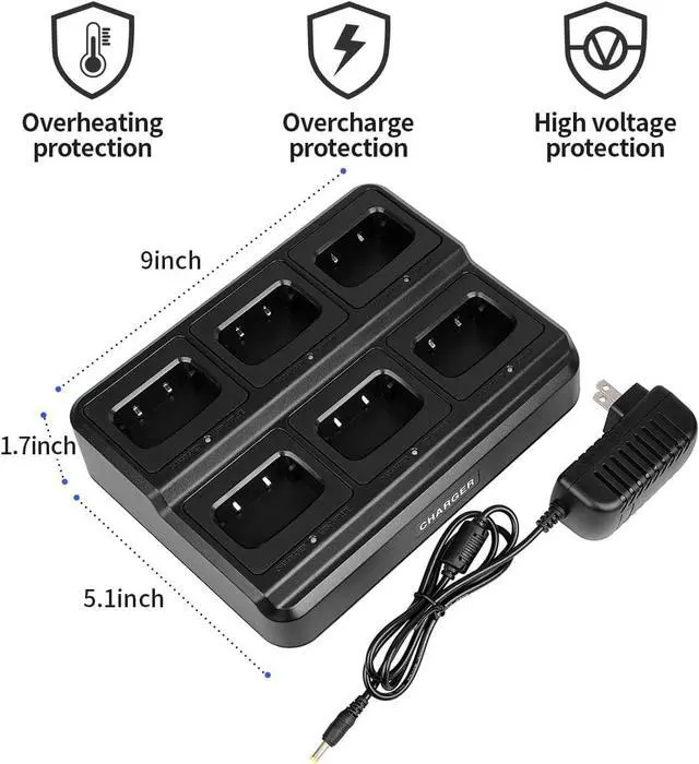 Alt view image 2 of 7 - walkie talkies for Adults Long Range with Upgraded Earpiece,radios walkie talkies Rechargeable Portable Two Way Radios with 6 Way Multi Gang Charger and Li-ion Battery (6 Pack)